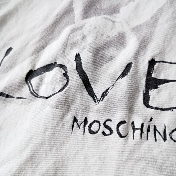 LOVE MOSCHINO White Round Neck Top | Size 8 - Picture 2 of 6